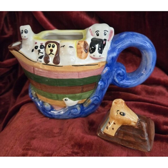 Noah's Ark Teapot New World Specialties Ceramic Animals Decorative Pot-Vintage - Picture 3 of 6